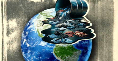 illustration of an oil spill over the planet