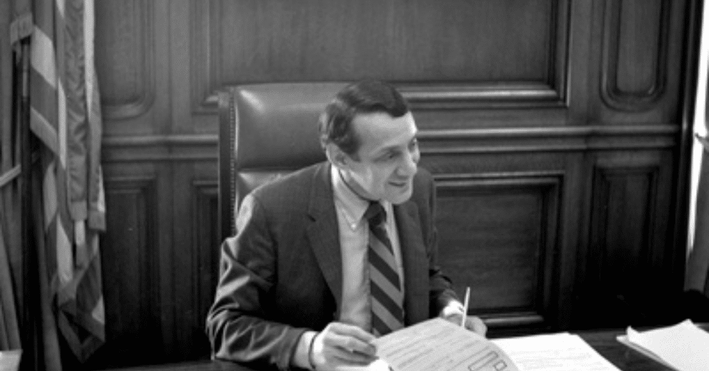 Harvey Milk filling in for Mayor Moscone for a day in 1978