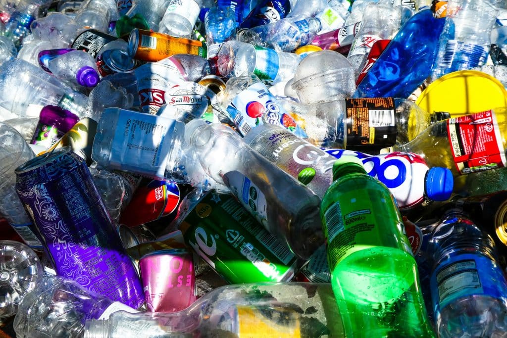 close up of plastic bottles