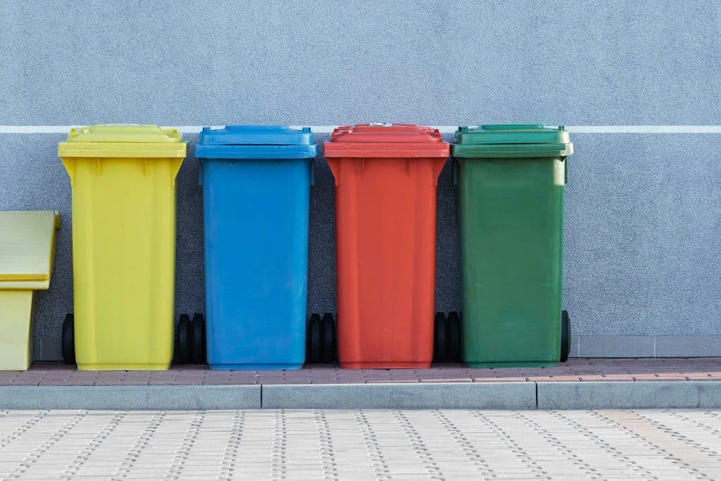 recycle bins for different kinds of materials
