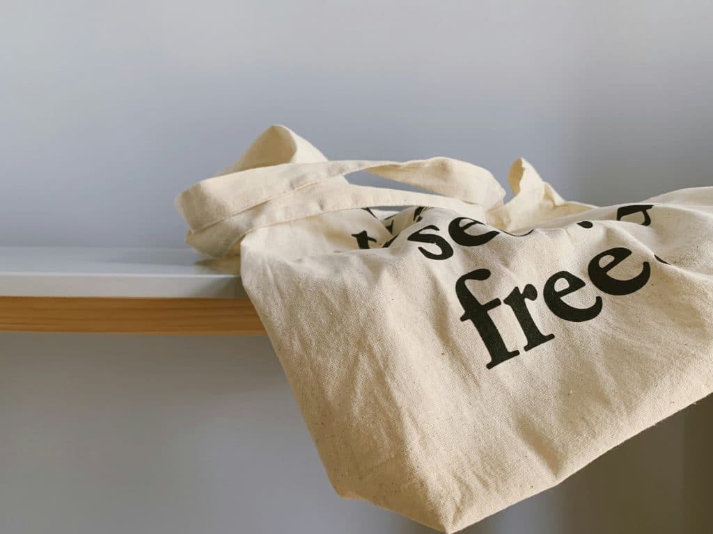 close up of cotton bag