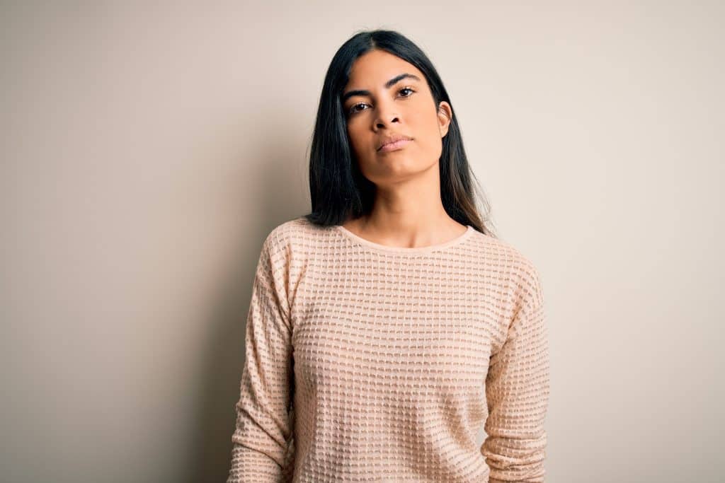 woman looking defiantly at the camera