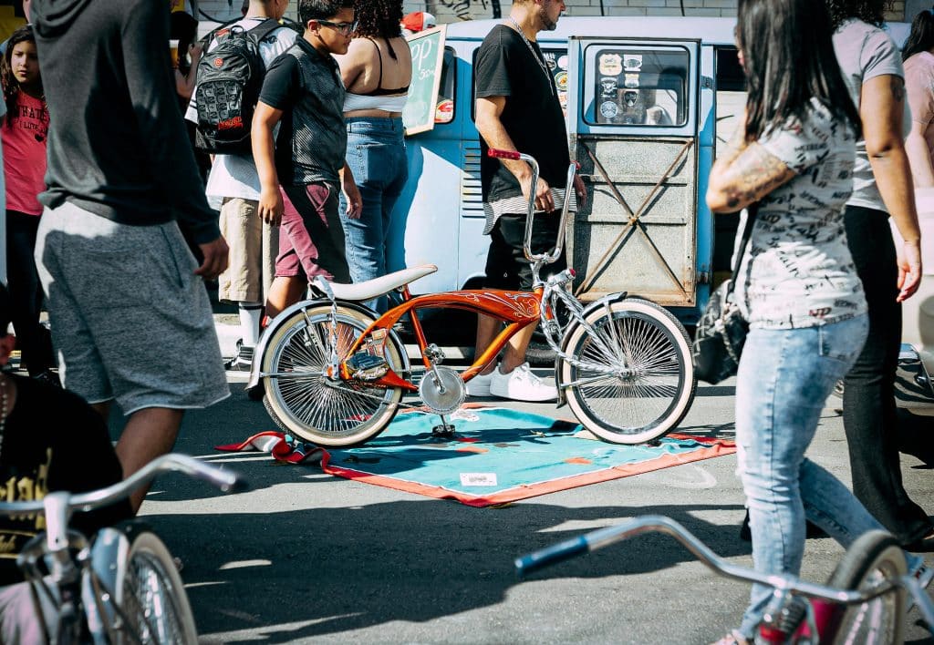 chicanos gathered with bikes