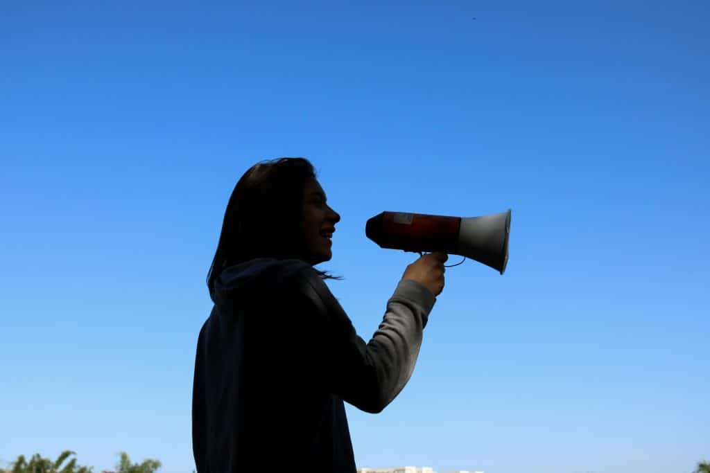 woman with megaphone