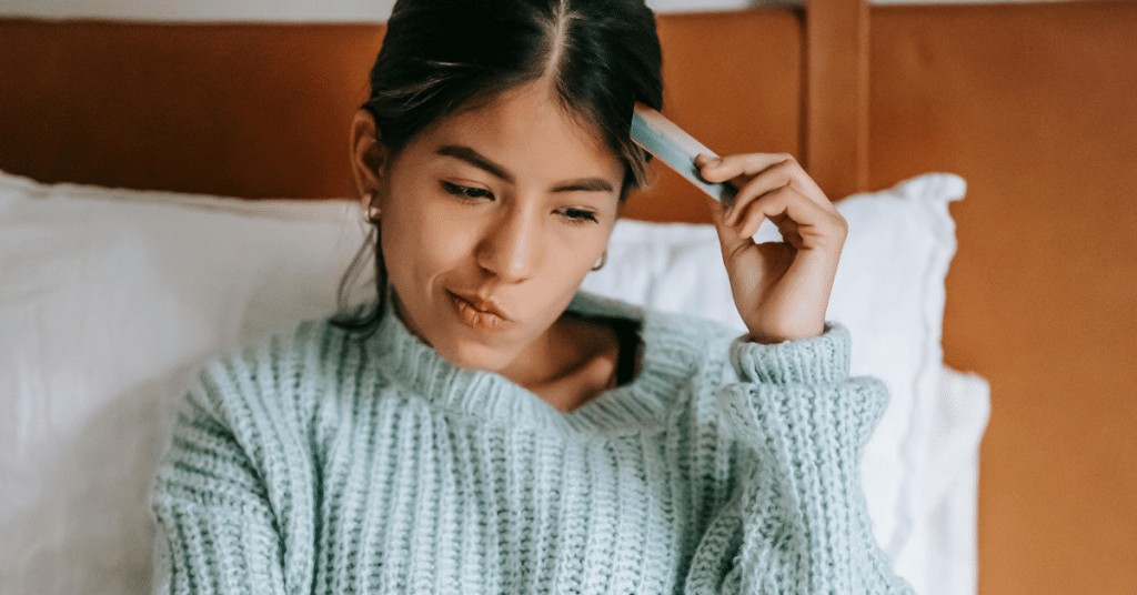 woman looking dissatisfied