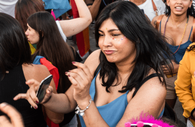 woman having fun with her community