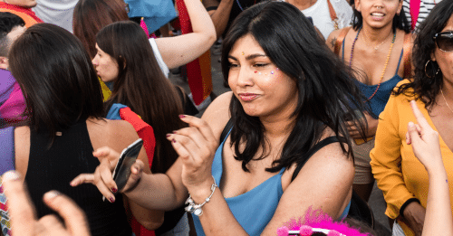 woman having fun with her community