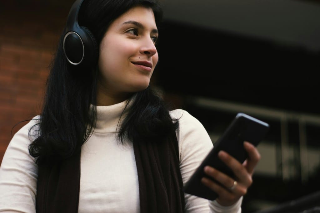 woman wearing headphones