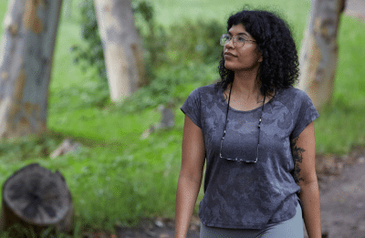 woman walking outside