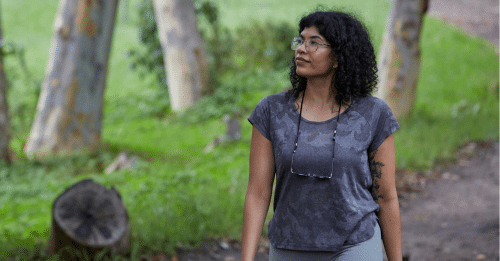 woman walking outside