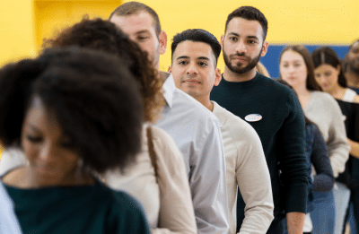 people in line for voting