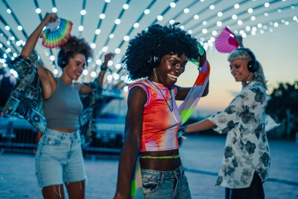 women dancing outside