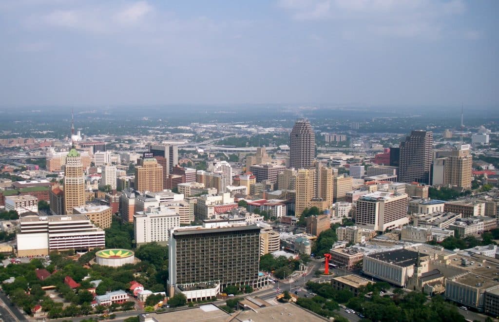 aerial views of downtown san antonio