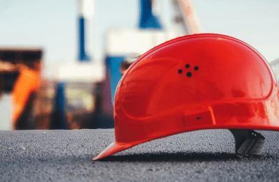 close up of construction helmet