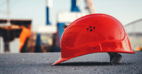close up of construction helmet