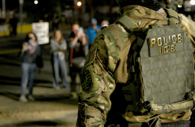 ICE/ERO Special Response Teams (SRT) outside of Delaney Hall New Jersey perform crowd control