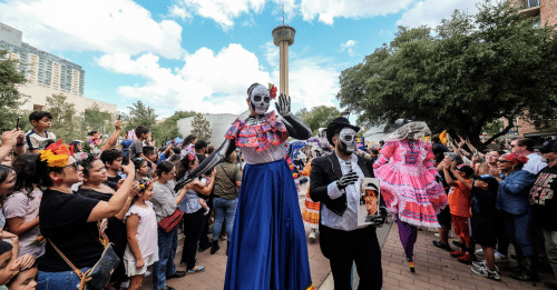 day of the dead parade crowd